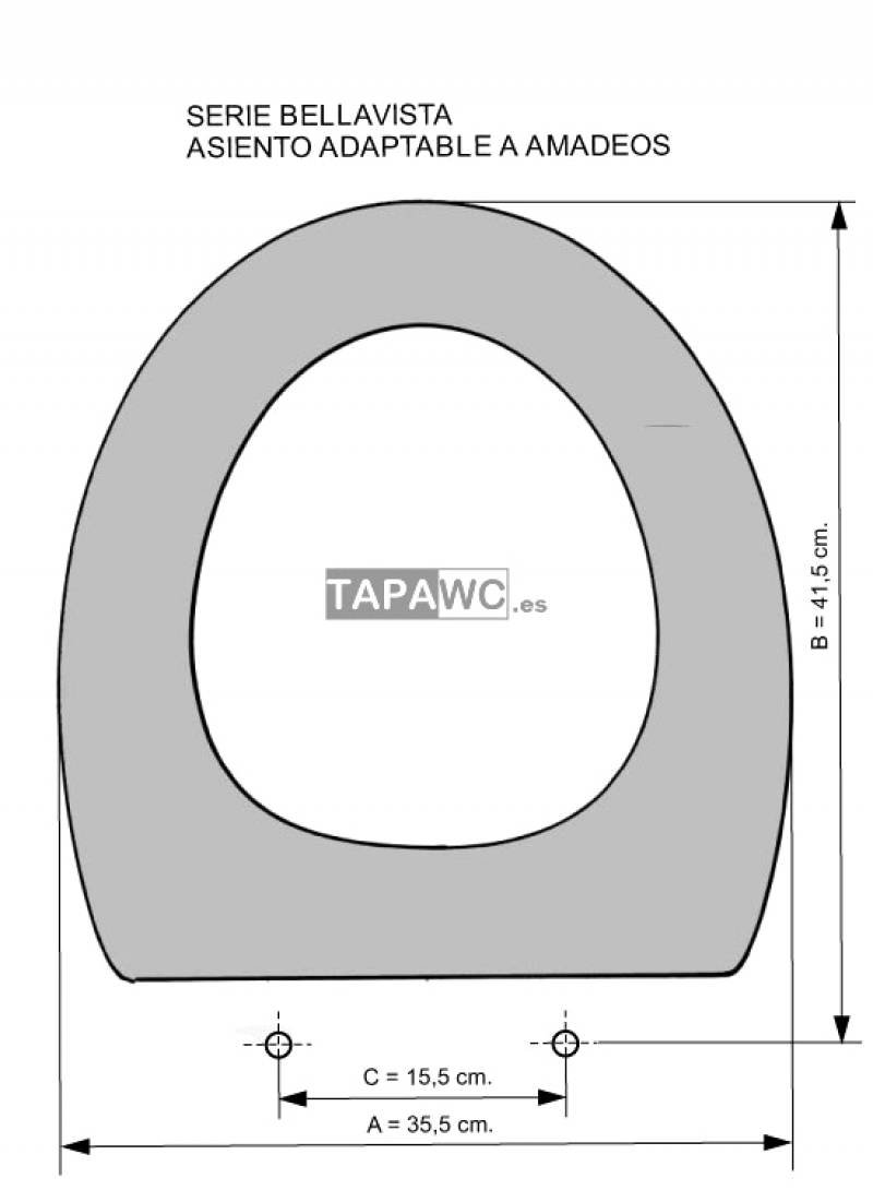 Asiento inodoro AMADEUS tapawc compatible Bellavista Teka - Imagen 3