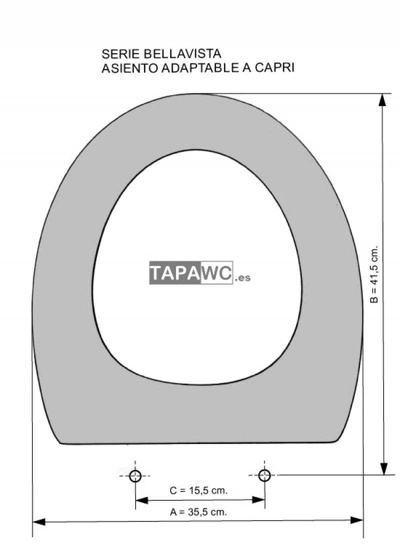 Asiento inodoro CAPRI tapawc compatible Bellavista AMORTIGUADO - Imagen 3