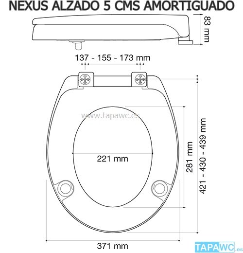 TAPA NEXUS ELEVADOR 5 CMS AMORTIGUADO TAPAWC ESPECIAL (última unidad)