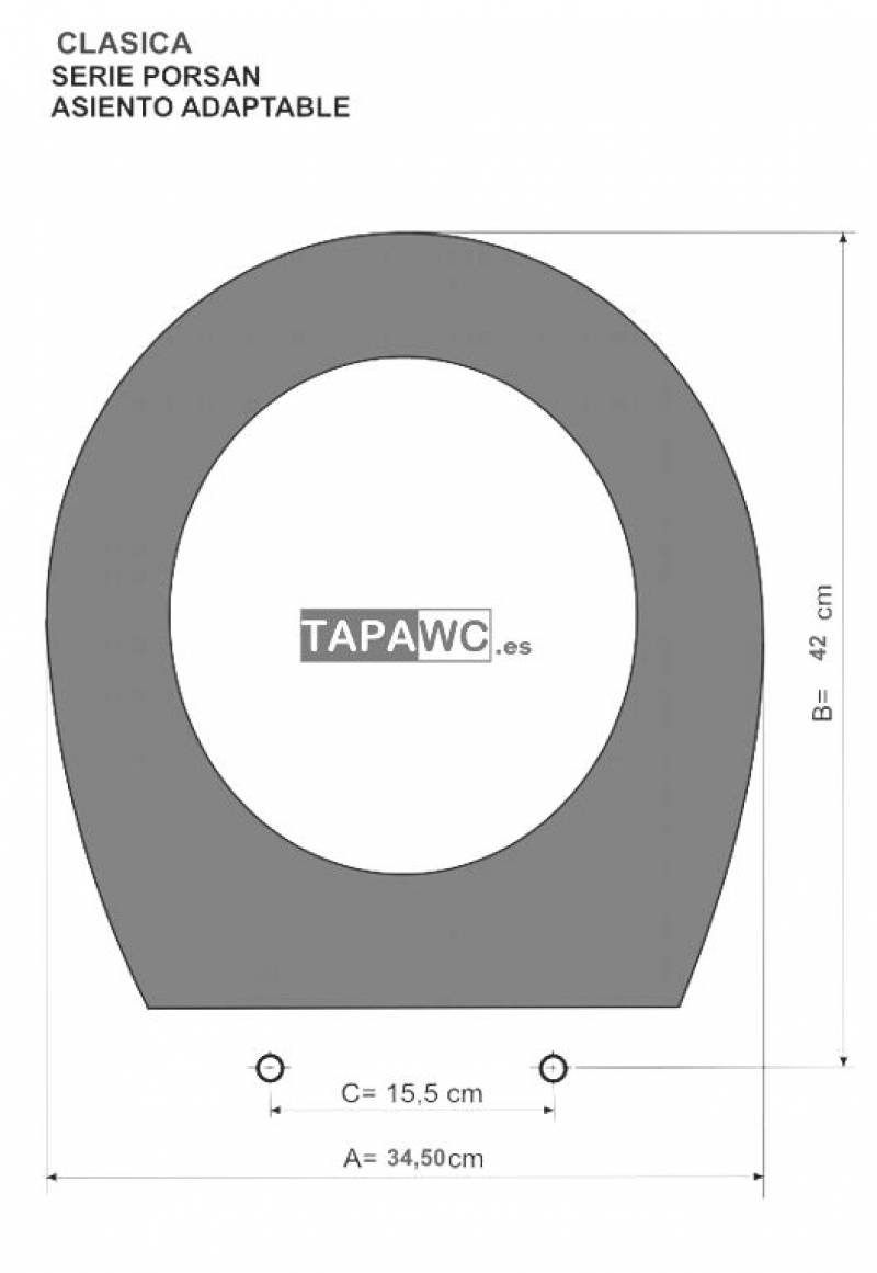 Asiento inodoro CLASICA d.orif. 15.50 cms Tapawc Compatible Porsan - Imagen 3