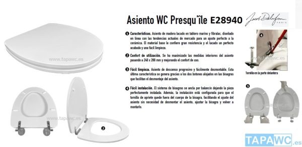 Asiento inodoro PRESQUILE original tapawc Jacob Delafon