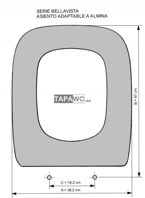 Asiento inodoro ALMINA tapawc compatible Bellavista AMORTIGUADO