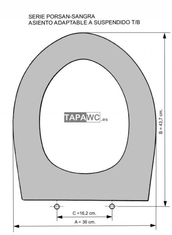 Asiento inodoro SUSPENDIDO T/B tapawc compatible Sangra