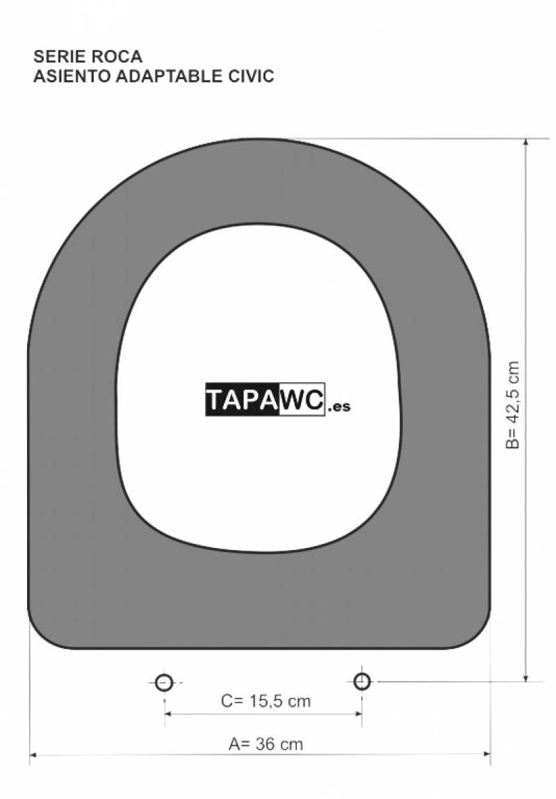 Asiento inodoro CIVIC tapawc compatible Roca AMORTIGUADO - Imagen 3
