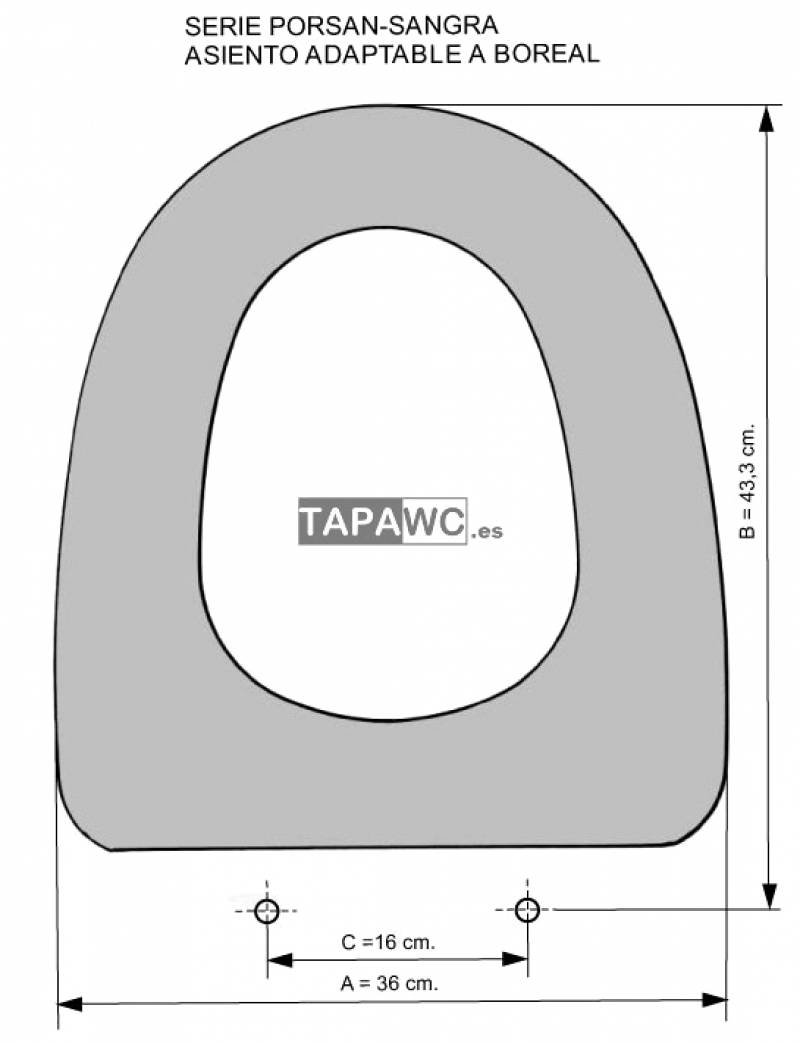 Asiento inodoro BOREAL tapawc compatible Sangra AMORTIGUADO - Imagen 2