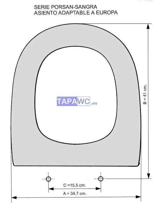 Asiento inodoro EUROPA Tapawc Compatible Fijo Porsan/Sangra