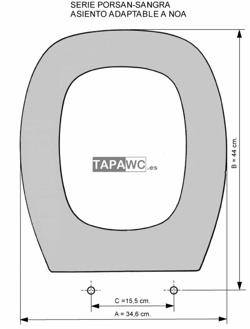 Asiento inodoro NOA Tapawc Compatible Porsan AMORTIGUADO - Imagen 3
