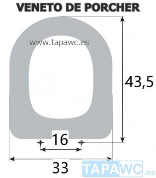 Asiento inodoro VENETO compatible AMORTIGUADO PORCHER tapawc