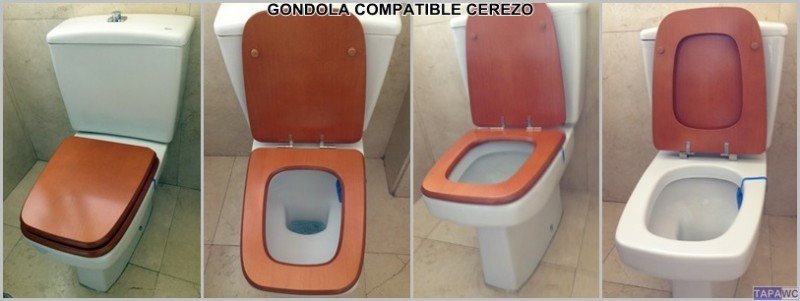 Tapa inodoro compatible CEREZO tapawc madera - Imagen 5