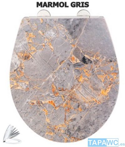 Tapa MARMOL GRIS RELIEVE  AMORTIGUADO Tapawc Decora (**hasta fin de existencias)